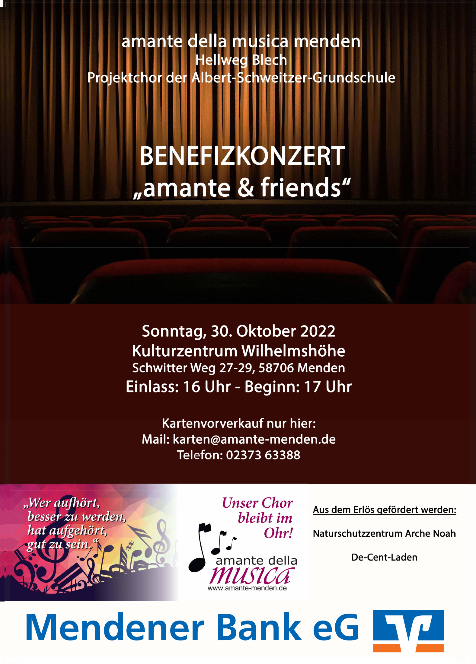 Plakat Benefizkonzert "amante & friends"